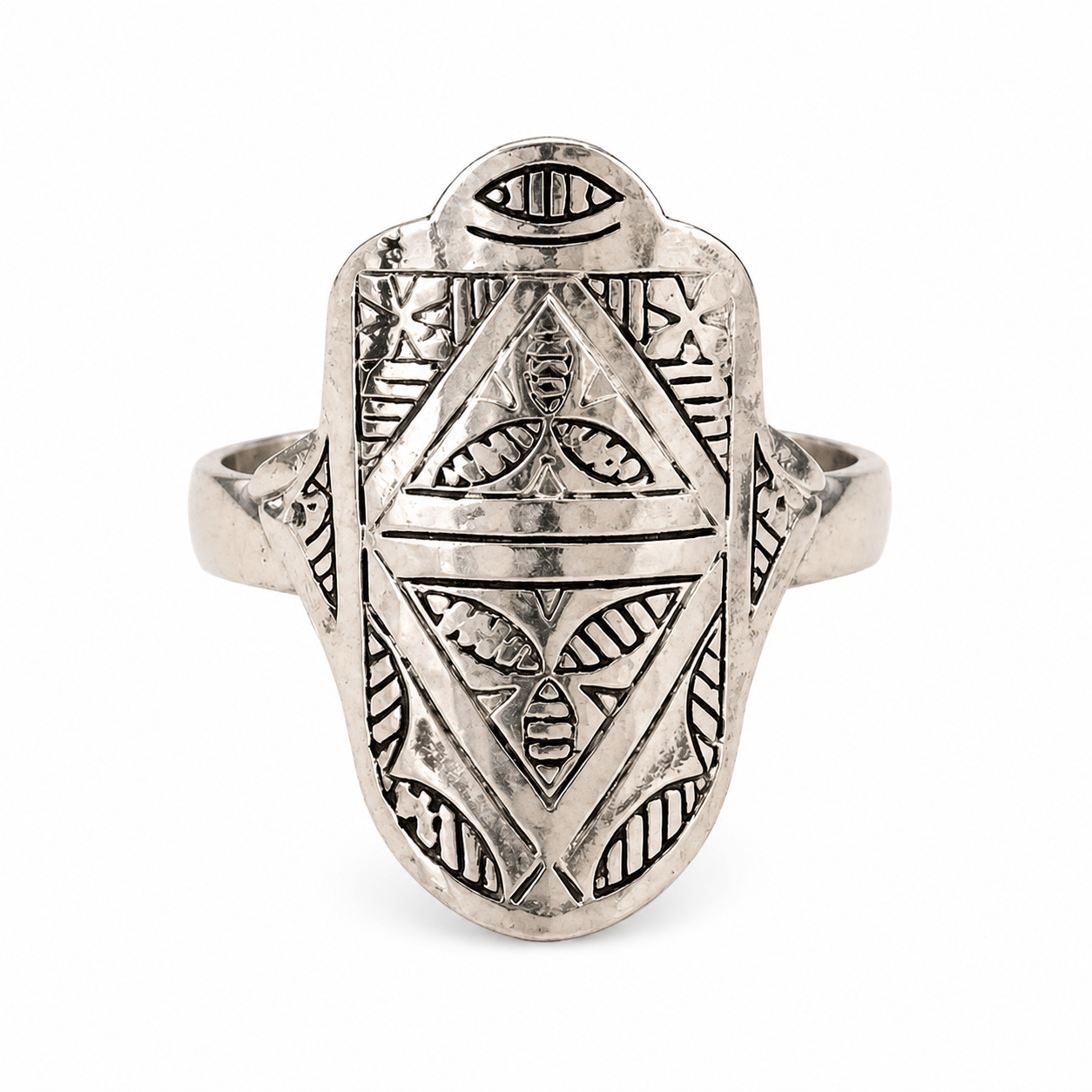 Berber Silver Atlas Ring – Amazigh Geometric Ring