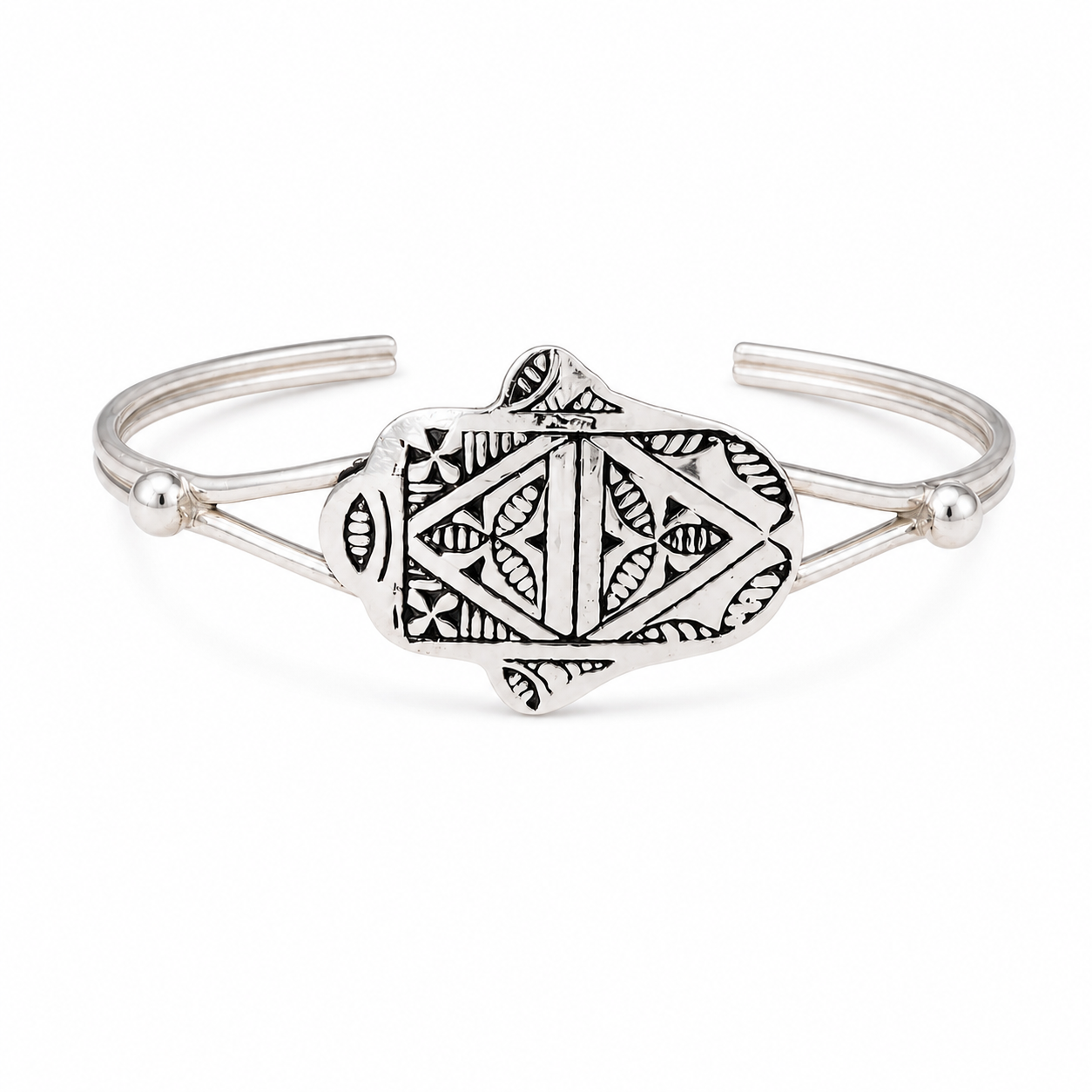 Berber Silver Geometric Bracelet – Moroccan Accent for Daily Wear