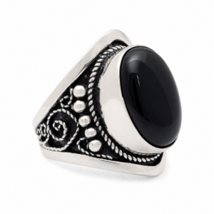 Berber Sterling Silver Ring: Black Onyx, Handmade Tribal Jewelry