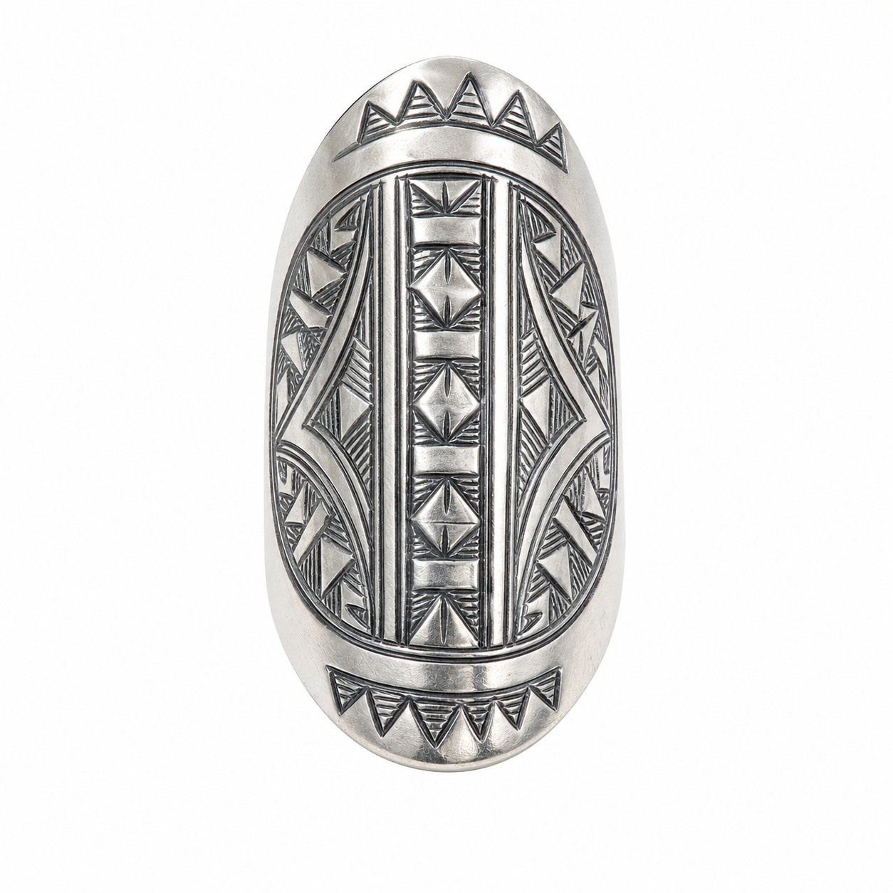 Berber Sterling Silver Ring: Engraved Tuareg Tribal Jewelry, Size 10 US