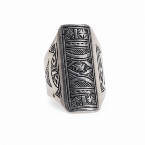 Berber Sterling Silver Ring: Engraved Tuareg Tribal Jewelry, Size 7 US