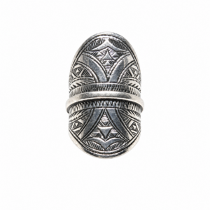 Berber Sterling Silver Ring: Engraved Tuareg Tribal Jewelry, Size 9