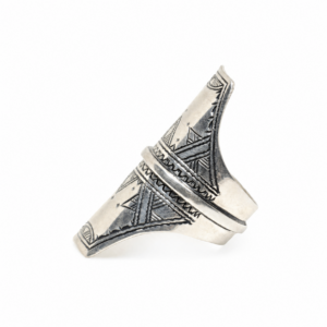 Berber Sterling Silver Ring: Engraved Tuareg Tribal Jewelry, Size 9 US
