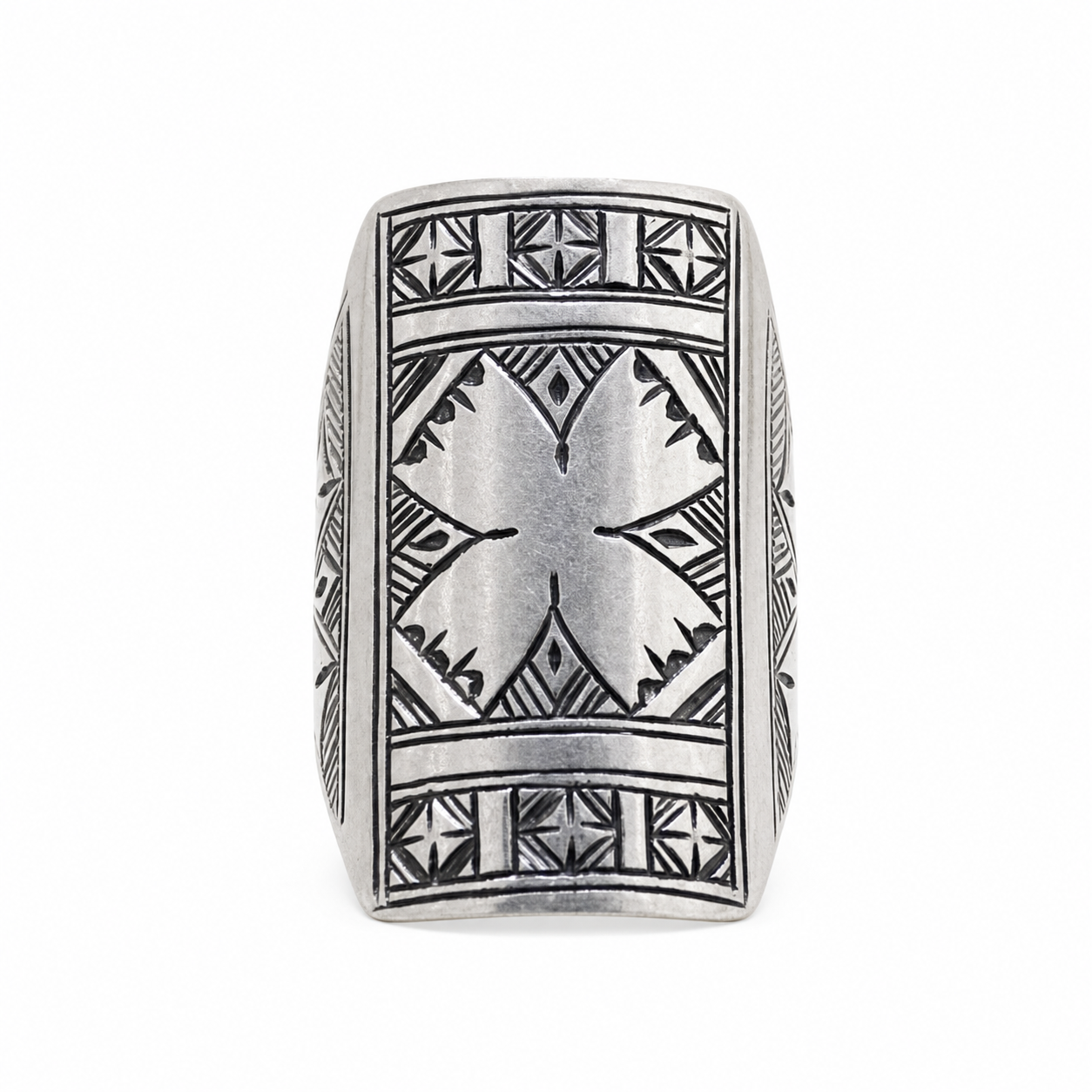 Berber Sterling Silver Ring: Handmade Engraved Tribal Jewelry, US Size 9