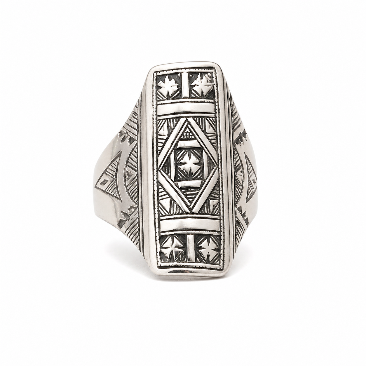 Berber Sterling Silver Ring: Handmade Ethnic Engraved Tribal Jewelry, Size 8
