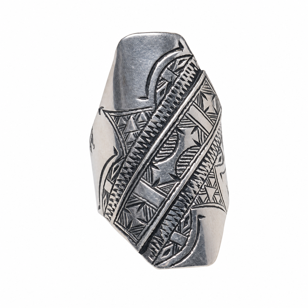 Berber Sterling Silver Ring: Handmade Tuareg Tribal Jewelry, Size 8