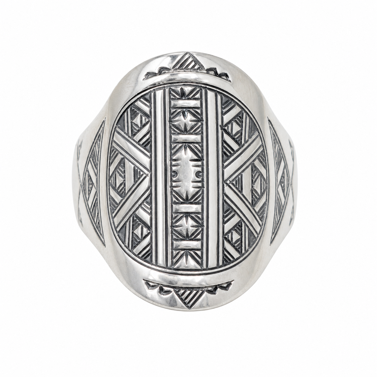 Berber Sterling Silver Ring: Tuareg Engraved Tuareg Tribal Jewelry, Size 11 US