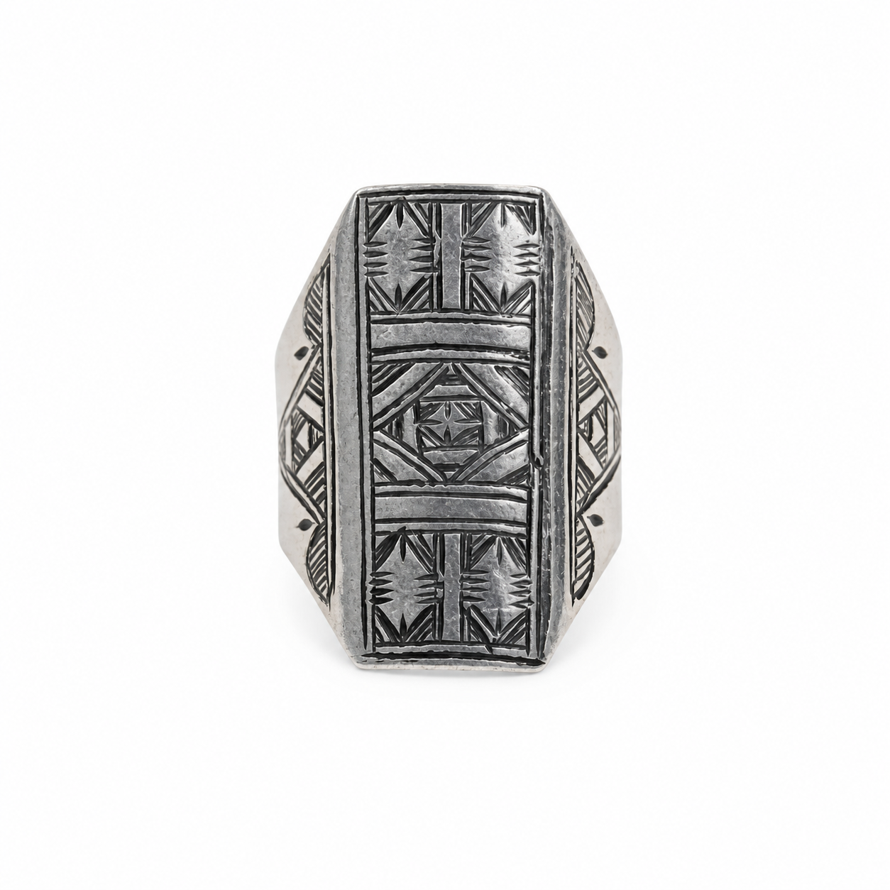 Berber Sterling Silver Ring: Tuareg Ethnic Boho Amazigh Engraved Tuareg Tribal Jewelry