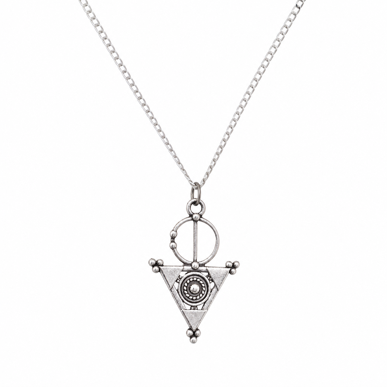 Berber Sterling Silver Tizerzai Necklace: Amazigh Fibula Pendant