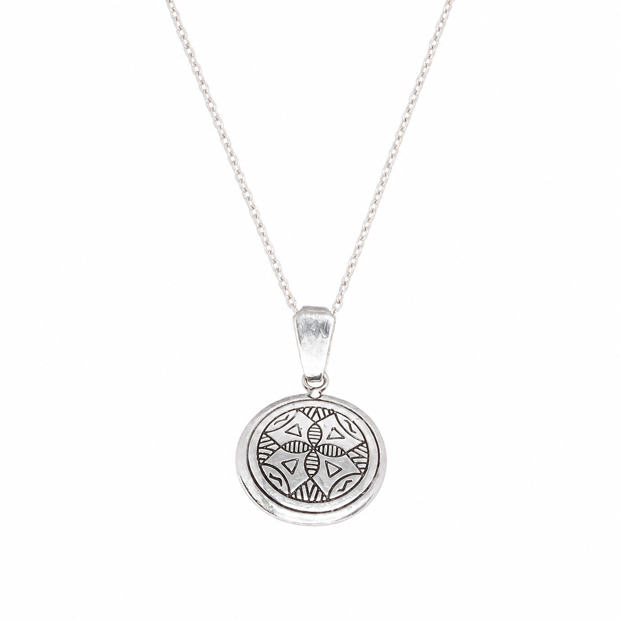 Berber Sterling Silver Tuareg Cross Fibula Necklace: Amazigh Jewelry