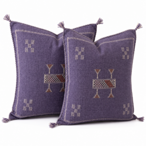 Berber Violet Cactus Silk Handmade Sabra Cushion Pillow