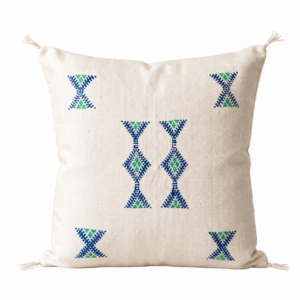 Berber White Cactus Silk Handmade Sabra Cushion Pillow