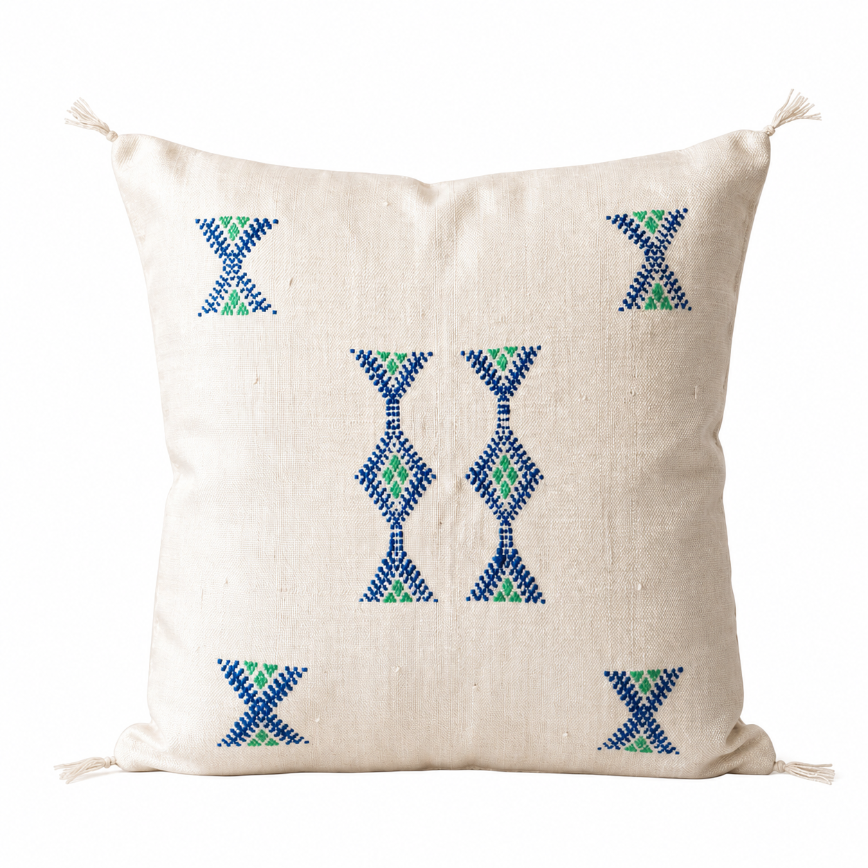 Berber White Cactus Silk Handmade Sabra Cushion Pillow