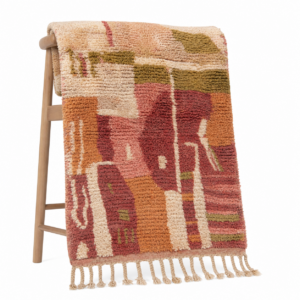 Boujaad Rug – Earthy Terracotta Wool Rug – Handmade Abstract Rug – Pink Sage Boho Area Rug – Neutral Berber Carpet – Multiple Sizes