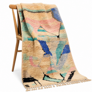 Boujaad Rug – Sandy Pastel Multicolor Wool – Handmade Abstract Rug – Dreamy Boho Berber Carpet – One of a Kind