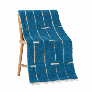 Boujaad Rug – Teal Blue Ivory Wool Rug – Handmade Abstract Rug – Boho Area Rug – Berber Carpet – Multiple Sizes