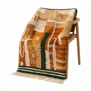 Boujaad Rug – Terracotta Forest Green Wool Rug – Handmade Abstract Art Rug – Earthy Boho Area Rug – Berber Carpet – Multiple Sizes