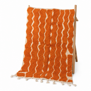 Boujaad Rug – Terracotta Ivory Wool Rug – Handmade Zigzag Rug – Cottagecore Area Rug – Earthy Berber Carpet – Multiple Sizes