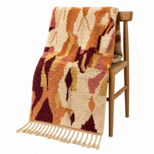 Boujaad Rug – Terracotta Orange Wool Rug – Handmade Abstract Rug – Autumn Boho Area Rug – Earthy Berber Carpet – Multiple Sizes