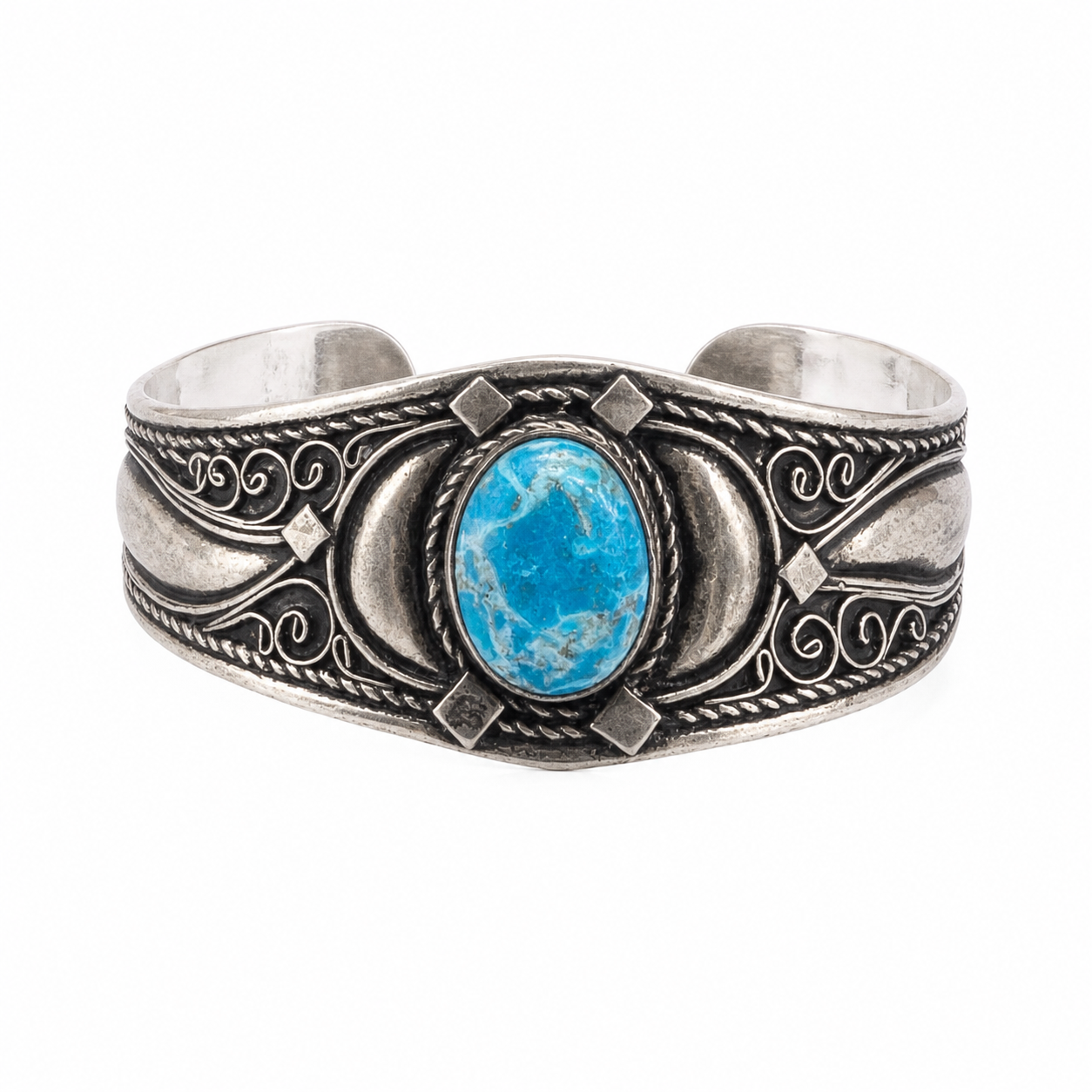 Bracelet Plated Silver Turquoise Berber Cuff Antique Handmade Adjustable Vintage African Tuareg Tribal