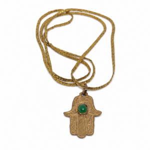 Brass Gold Hamsa Hand Necklace: Evil Eye Protection, Amazigh Jewelry