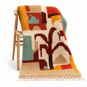Colorful Berber Wool Rug – Beni Ourain Abstract Tree Atlas Design