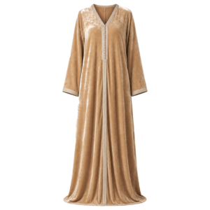 Kaftan – Beige Velvet Elegance