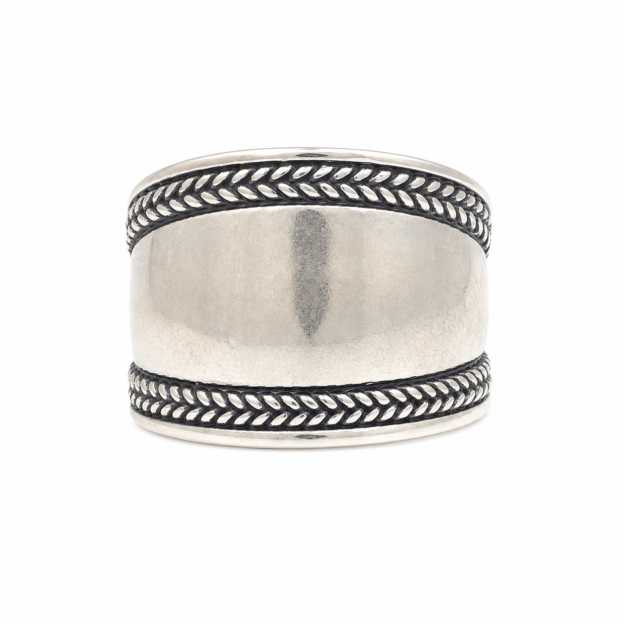 Dome Bali Wide Statement Sterling Silver Band Ring: Handmade Amazigh Tribal Jewelry