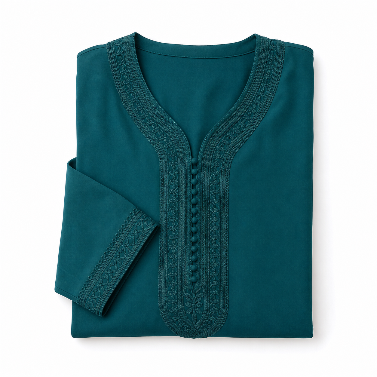 Gandoura Dress - Aakad Button Embroidered Comfort Style