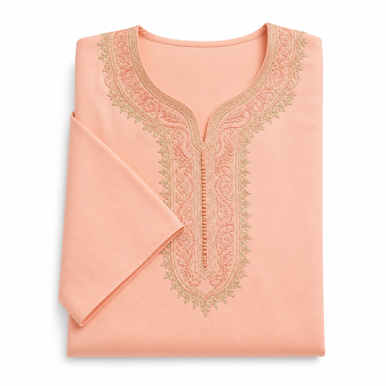 Gandoura Dress - Arabesque Embroidery Elegance