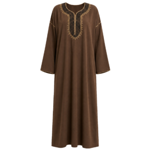 Gandoura Dress – Chocolate Embroidered Arabesque Style