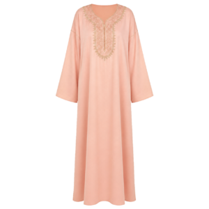 Gandoura Dress – Pink Embroidered Amazigh Elegance