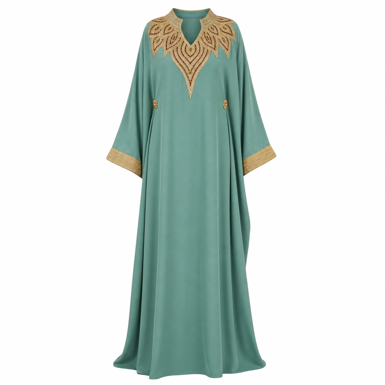 Gandoura Kaftan - Turquoise Motif Occasion Wear