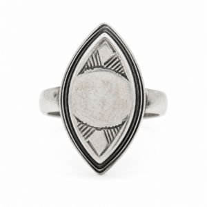 Handmade Amazigh Vintage Sterling Silver Tuareg Ring: Ebony Inlay, Size 7 US, 56 EU