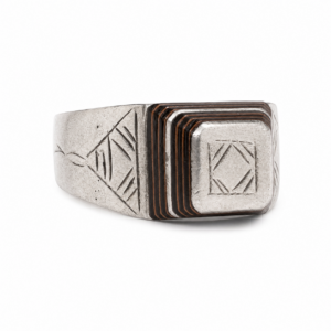 Handmade Antique Silver Tuareg Ring: Ebony Inlay, Size 11