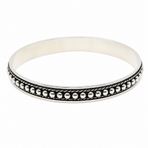 Handmade Berber Cuff: Sterling Silver Beaded Bracelet