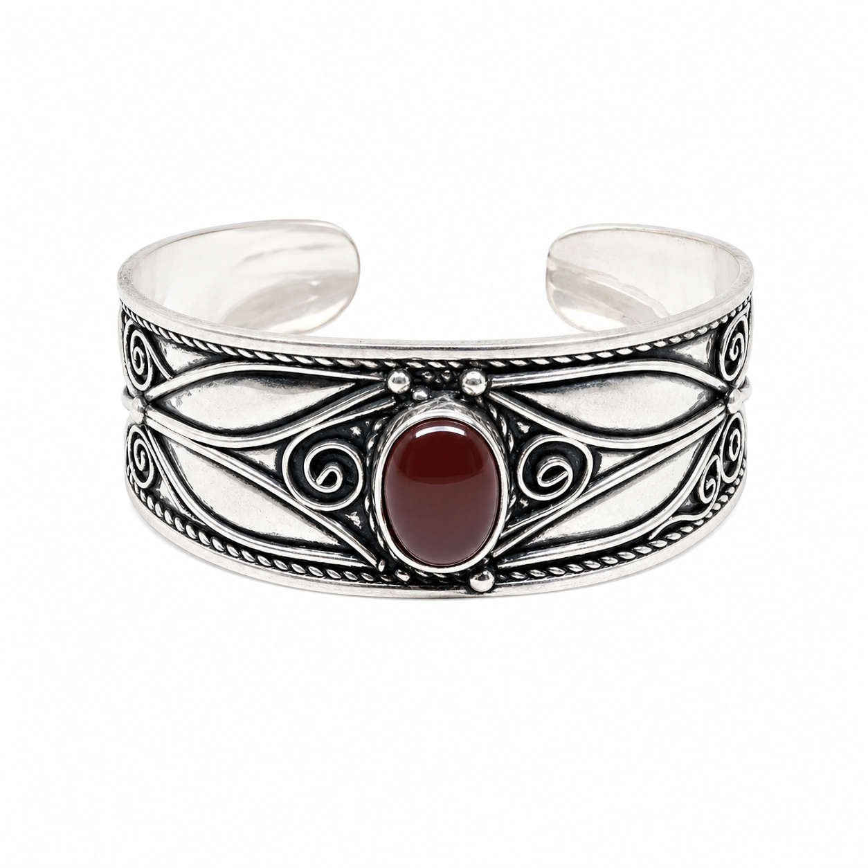 Handmade Berber Plated Silver Cuff Bracelet: Tribal Jewelry