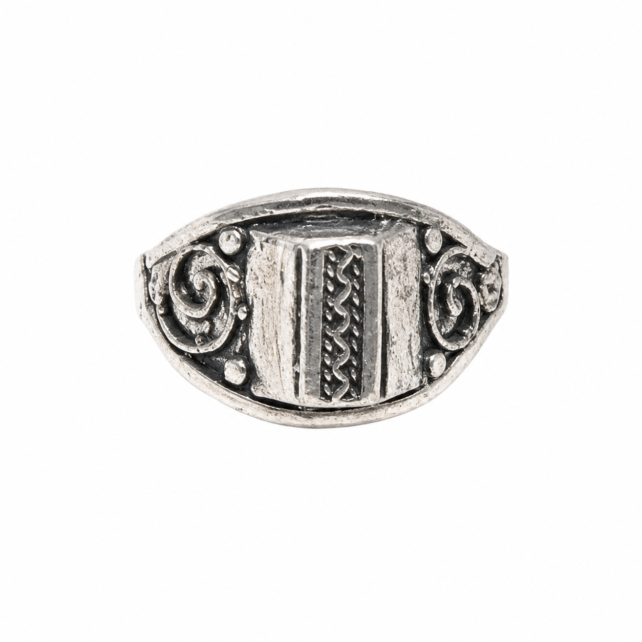 Handmade Berber Ring: Tarnished Silver Tribal Jewelry