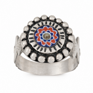 Handmade Berber Sterling Silver Ring: African Tribal Rosetta Bead