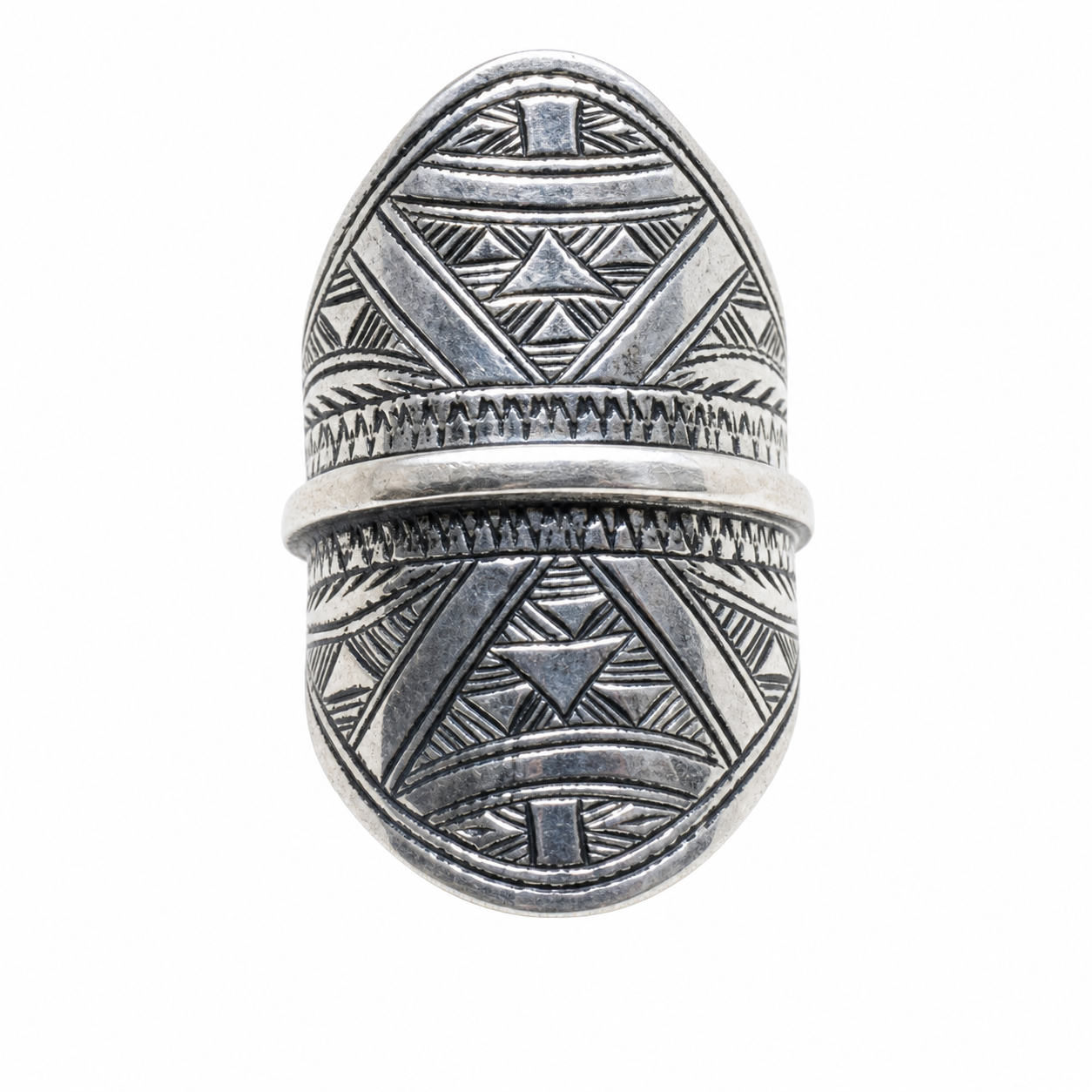 Handmade Berber Sterling Silver Ring: Bohemian Ethnic Jewelry, US Size 9