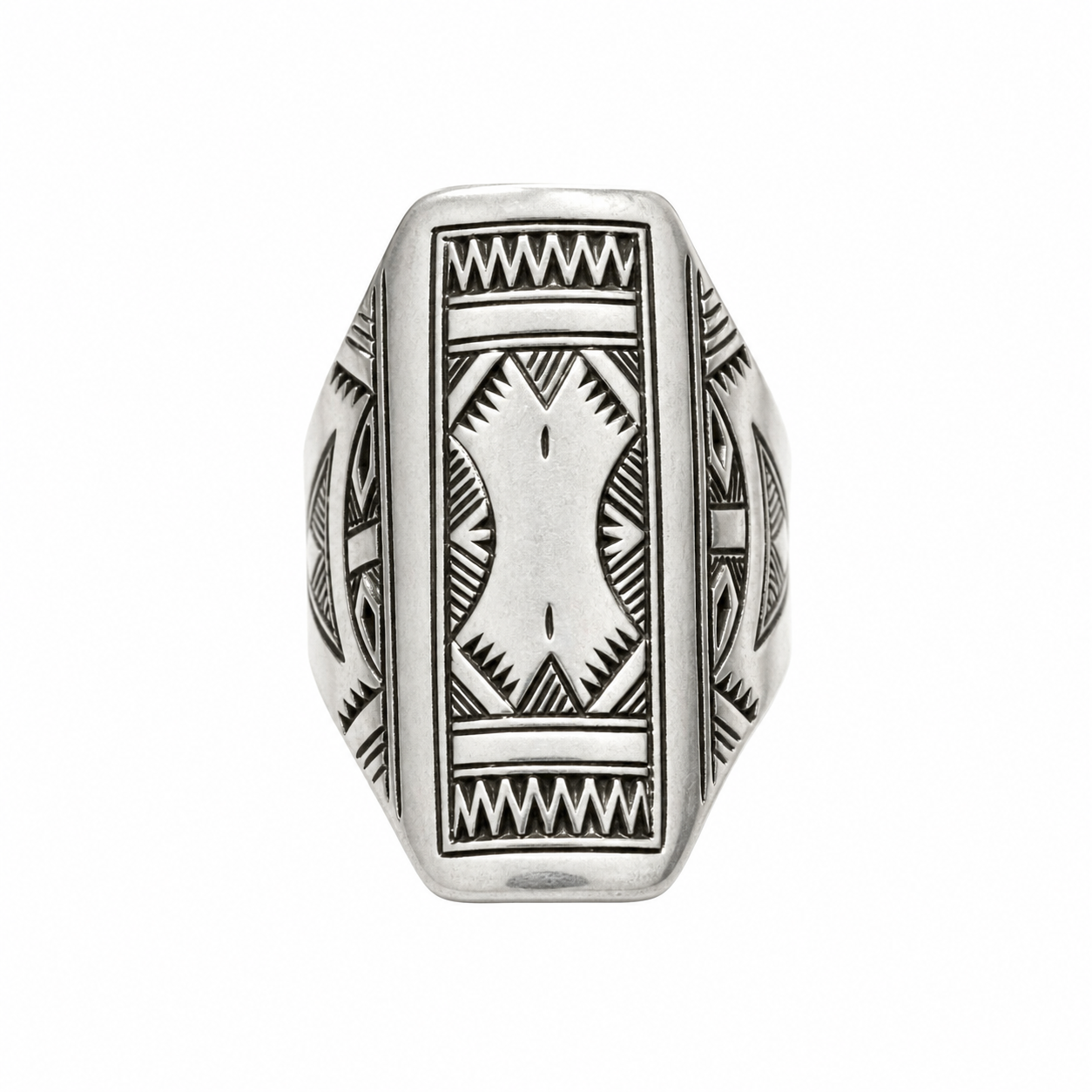 Handmade Berber Sterling Silver Ring: Engraved Boho Tribal Jewelry, Size 8