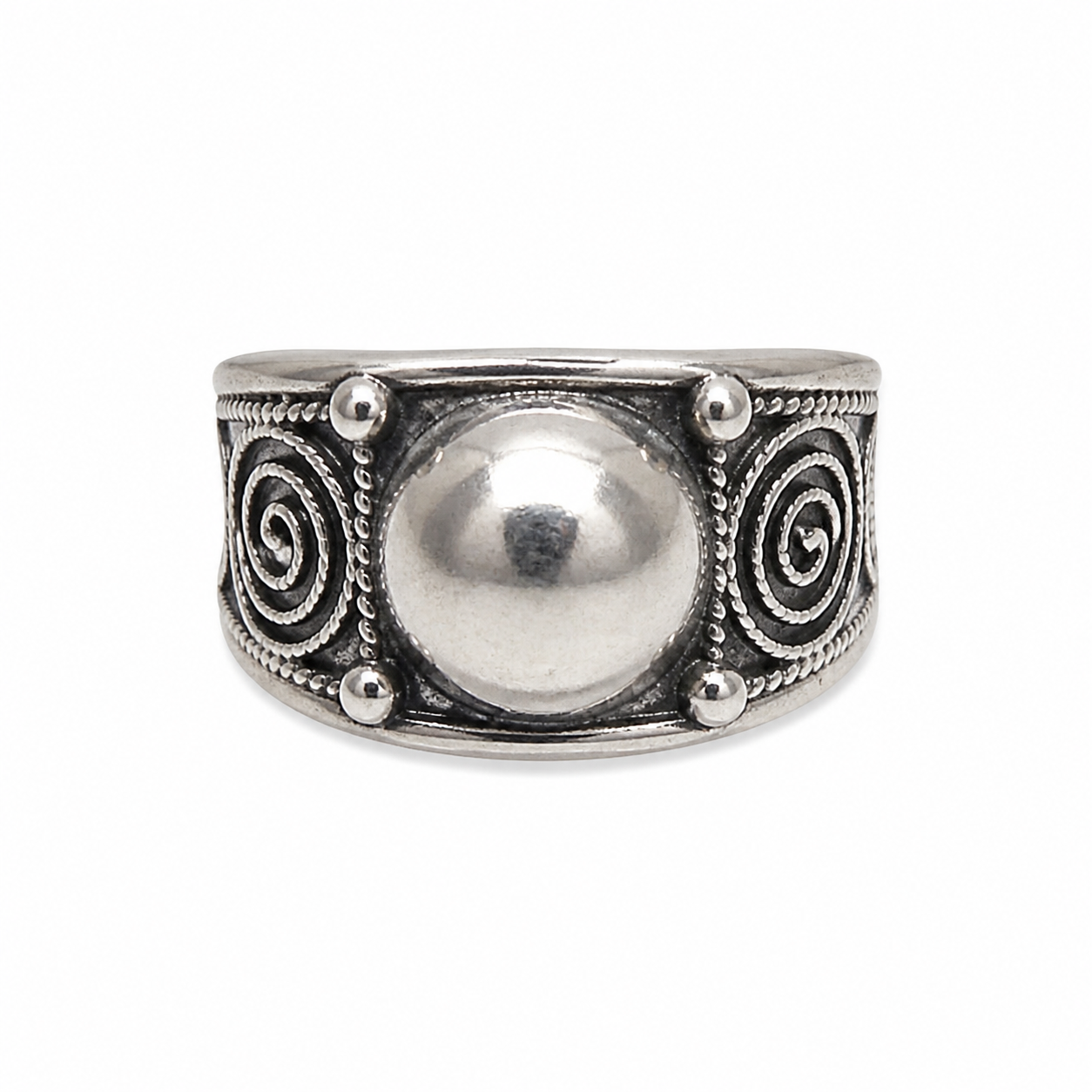Handmade Berber Sterling Silver Ring: Tribal Band, Size 9