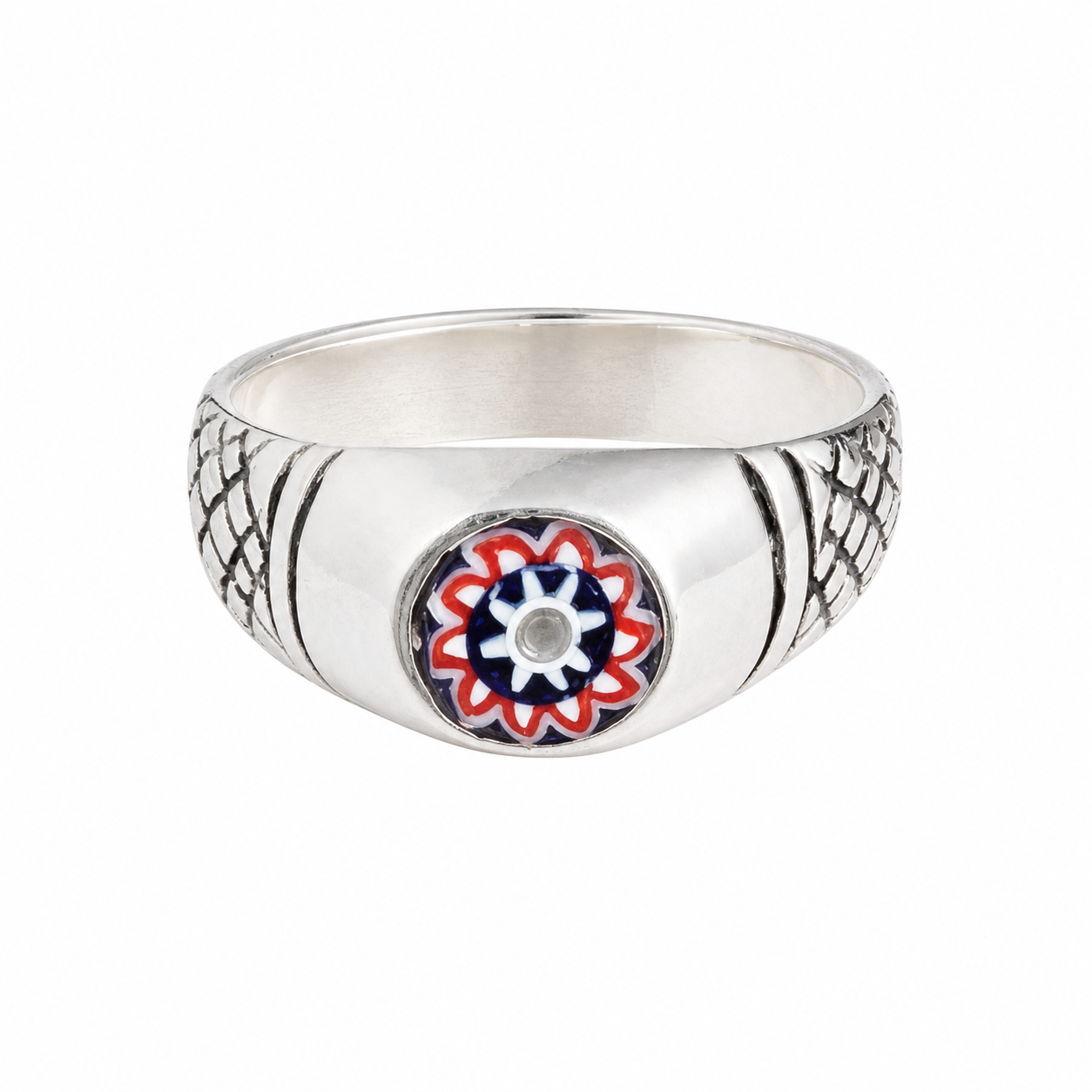 Handmade Berber Sterling Silver Ring: Tribal Rosetta Bead