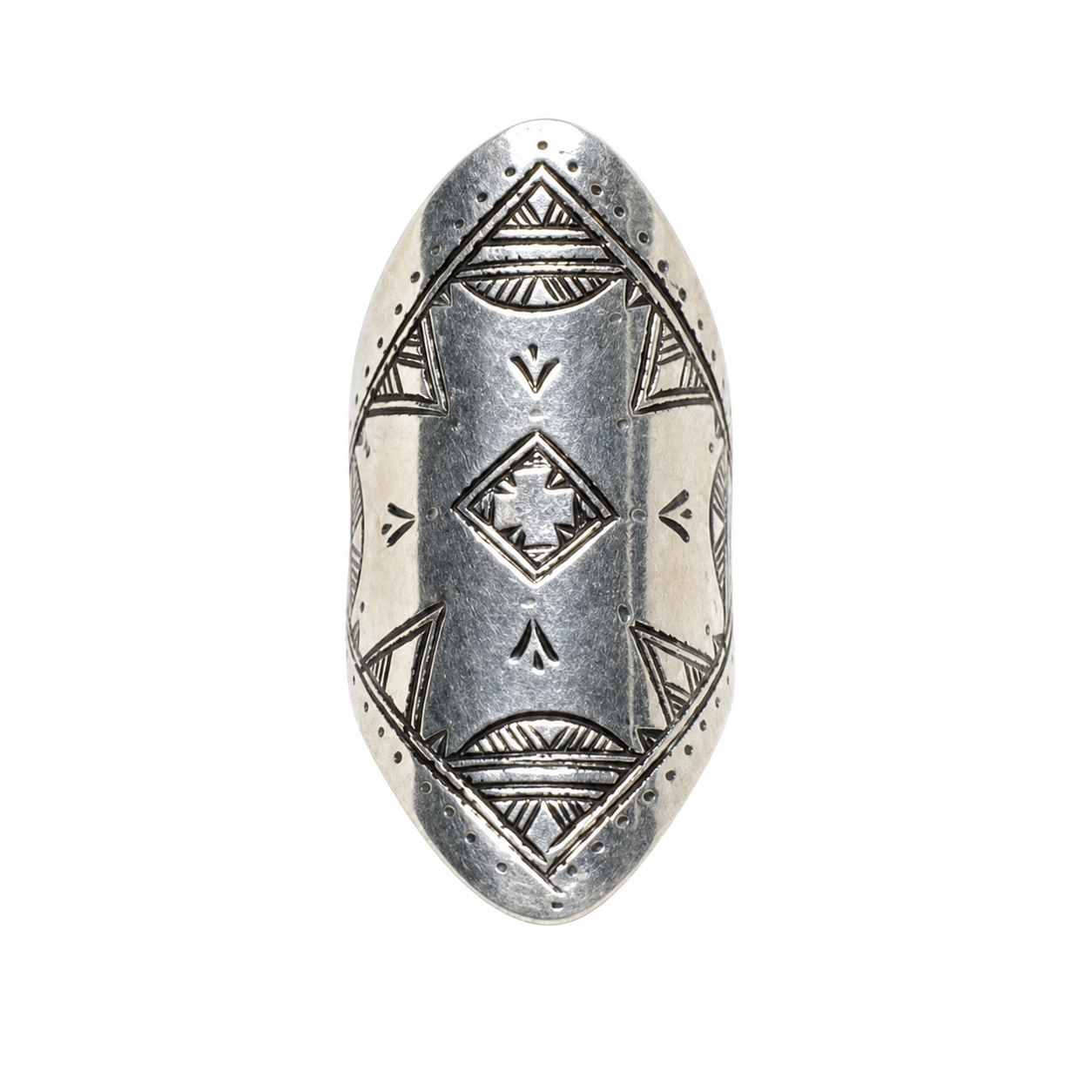 Handmade Engraved Sterling Silver Berber Ring: Tribal Jewelry, Size 8 US