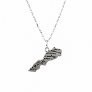 Handmade Map Pendant Necklace in Sterling Silver 925 : Berber Jewelry