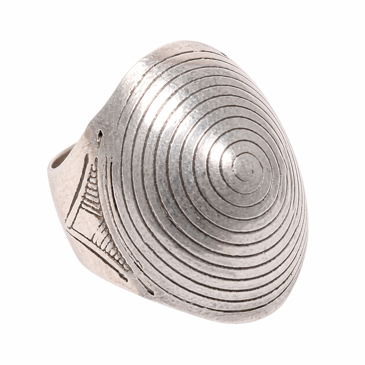 Handmade Sterling Silver Berber Ring: Spiral Engraved Tribal Jewellery, Size 8