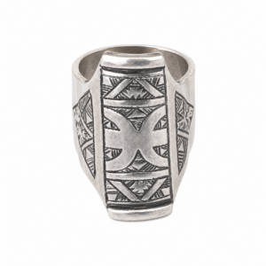 Handmade Sterling Silver Berber Ring: Tribal Yaz Symbol, Size 8