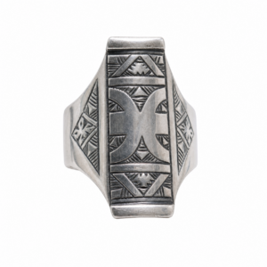 Handmade Sterling Silver Berber Ring: Tribal Yaz Symbol, Size 8