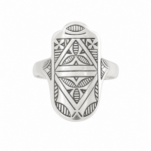 Handmade Sterling Silver Hamsa Ring: Berber Engraved Tribal Jewelry