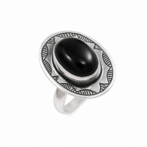 Handmade Sterling Silver Onyx Ring: Tuareg Berber Jewelry, Size 6.5